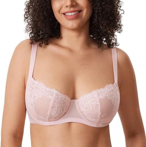 Balconette Lace Plus Size Sexy Bras, Gentle Rose