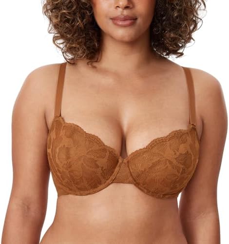 Balconette Plus Size Lace Sexy Bras, Bronze Beige