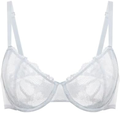 Balconette Plus Size Lace Sexy Bras, French Gray