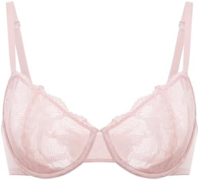 Balconette Plus Size Lace Sexy Bras, Gentle Rose