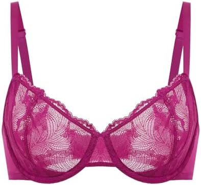 Balconette Plus Size Lace Sexy Bras, Magenta Purple