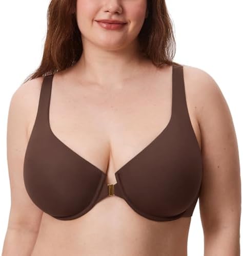 Confishape Front Closure Balconette Plus Size Bras, Hazelnut