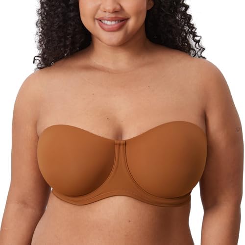 Confishape Strapless Full Coverage Plus Size Bra, Bronze Beige