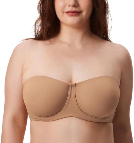 Confishape Strapless Full Coverage Plus Size Bra, Gravel Beige