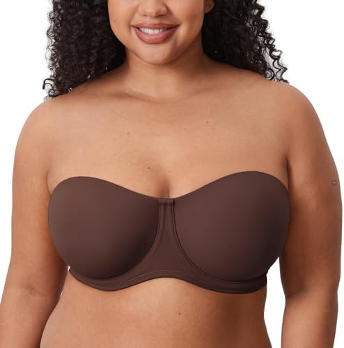 Confishape Strapless Full Coverage Plus Size Bra, Hazelnut