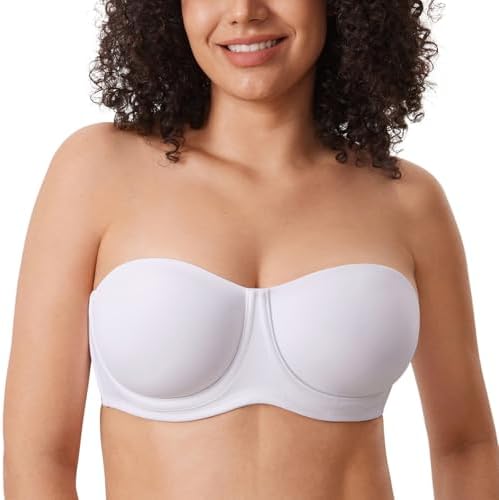 Confishape Strapless Full Coverage Plus Size Bra, White