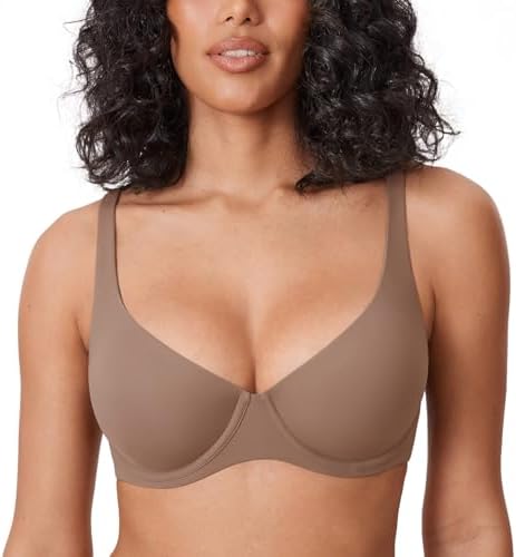 Confishape Unlined Balconette Bras, Brown Purple