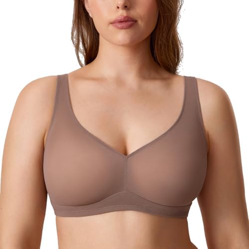 Cosnufy Sheer Mesh Bra, Brown Purple