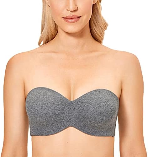 Cotton Strapless Bra, Charcoal Heather