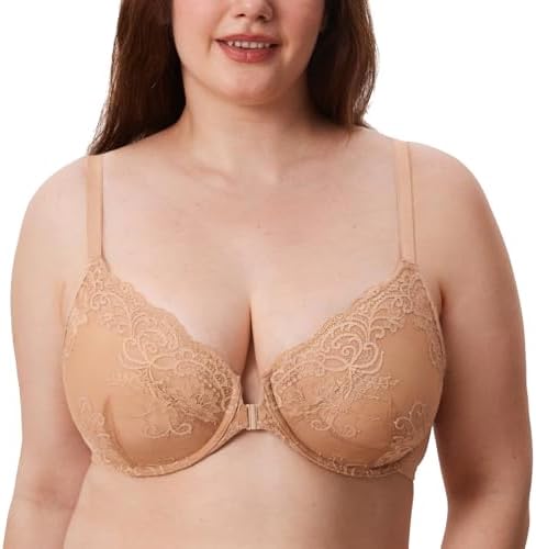 Front Closure Lace Underwire Bras, Barely Buff