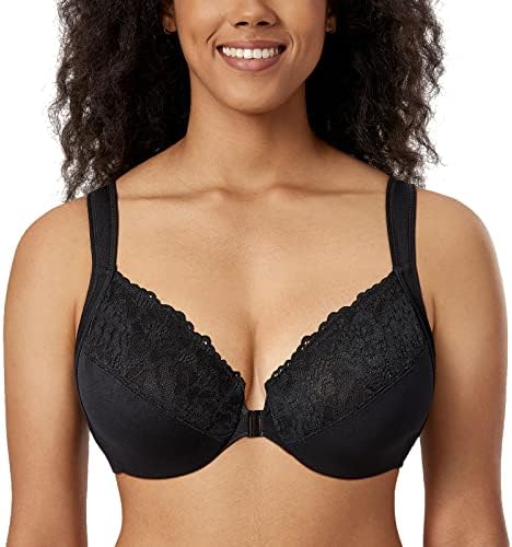 Front Closure Plus Size Lace Bras, Black
