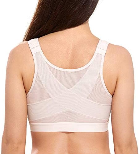 Front Closure Posture Bras, Rose White