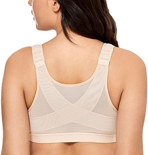 Front Closure Posture Bras, Taupe Tan