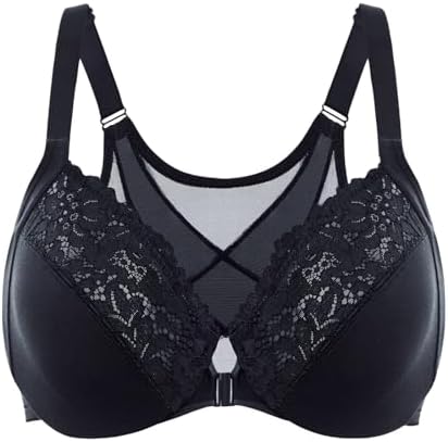 Front Closure Posture Lace Bras, Black