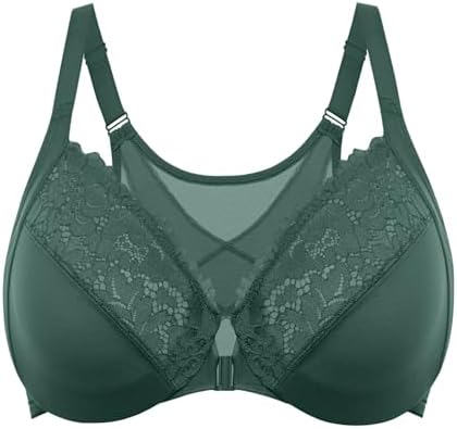 Front Closure Posture Lace Bras, Midnight Emerald