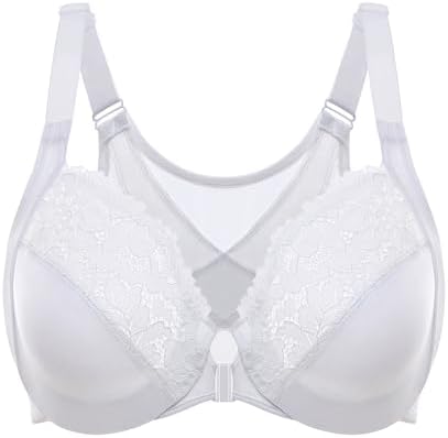 Front Closure Posture Lace Bras, White