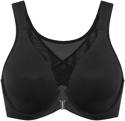 Front Closure Posture Plunge Bras, Black