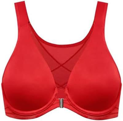 Front Closure Posture Plunge Bras, Lipstick Red