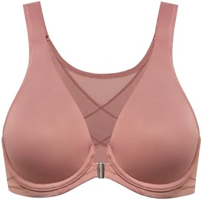 Front Closure Posture Plunge Bras, Vintage Rose
