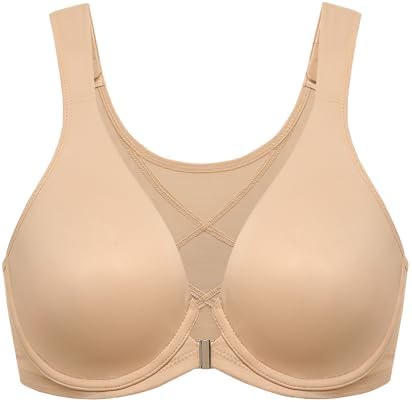 Front Closure Posture Plunge Bras, Warm Beige