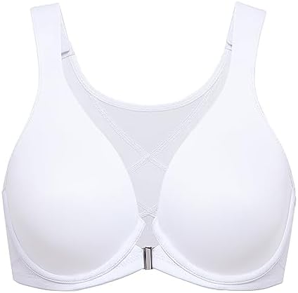 Front Closure Posture Plunge Bras, White