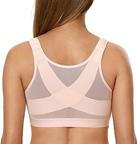 Front Closure Posture Support Bras, Apricot Pink