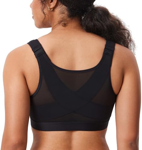 Front Closure Posture Support Bras, Black