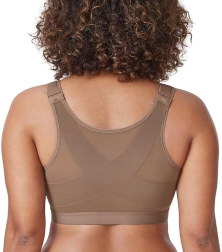 Front Closure Posture Support Bras, Brown Purple