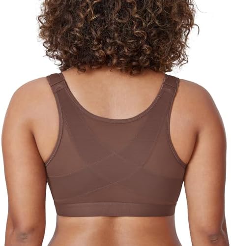 Front Closure Posture Support Bras, Brown Violet