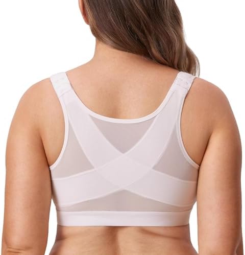 Front Closure Posture Support Bras, Coconut White