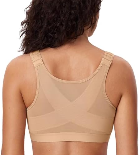 Front Closure Posture Support Bras, Natural