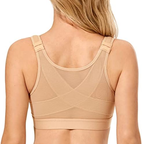 Front Closure Posture Support Bras, Taupe Tan