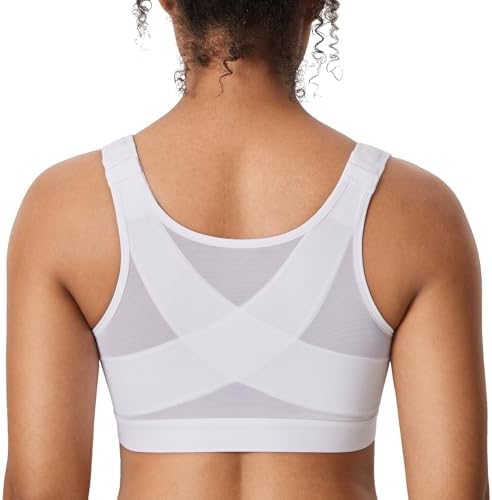 Front Closure Posture Support Bras, White