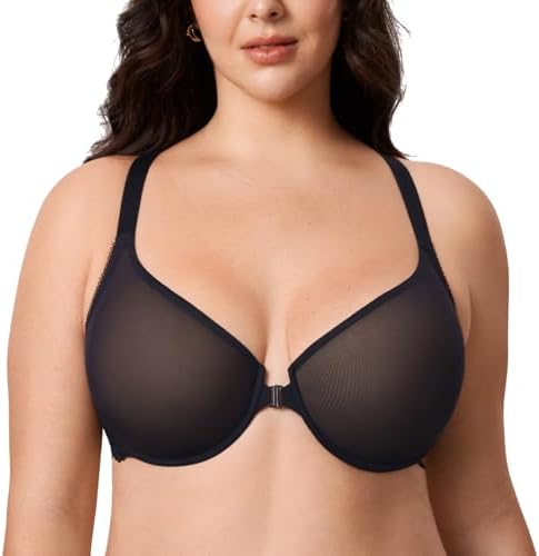 Front Closure Racerback Bra, Black