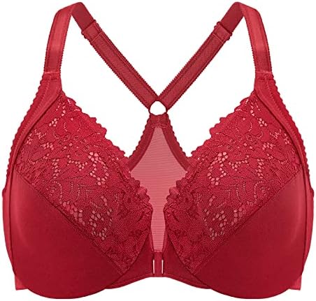 Front Closure Racerback Bras, Dark Red