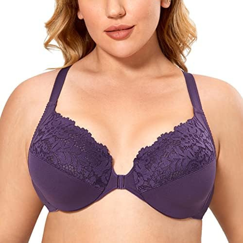 Front Closure Racerback Bras, Deep Plum