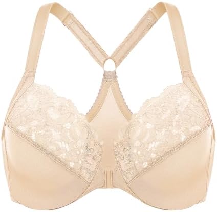 Front Closure Racerback Bras, Light Oatmeal