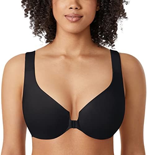 Front Closure Racerback Bras Plus Size Underwire, Black