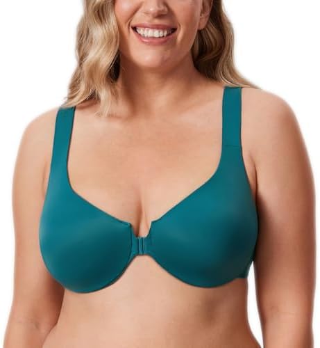 Front Closure Racerback Bras Plus Size Underwire, Borealis Green