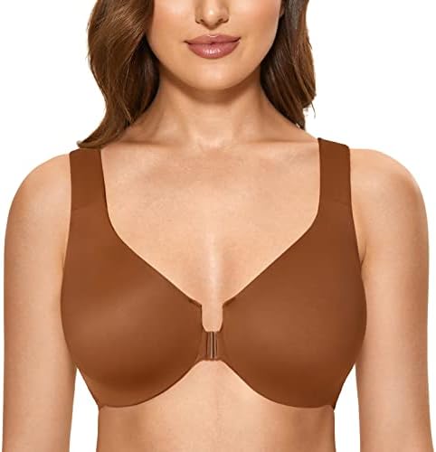 Front Closure Racerback Bras Plus Size Underwire, Chipmunk