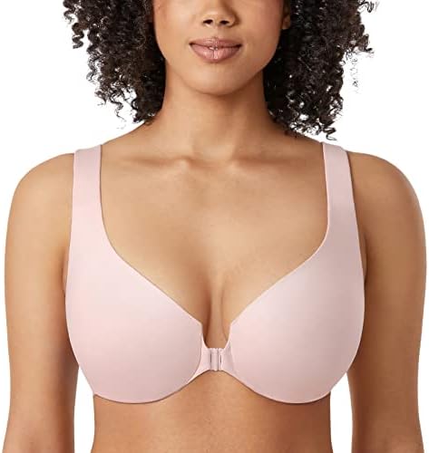 Front Closure Racerback Bras Plus Size Underwire, Gentle Rose