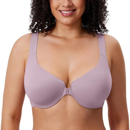 Front Closure Racerback Bras Plus Size Underwire, Mauve Shadows