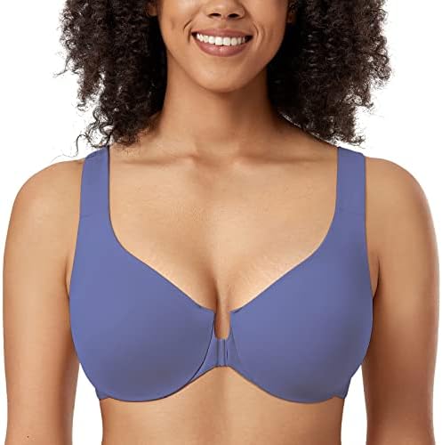 Front Closure Racerback Bras Plus Size Underwire, Persian Blue