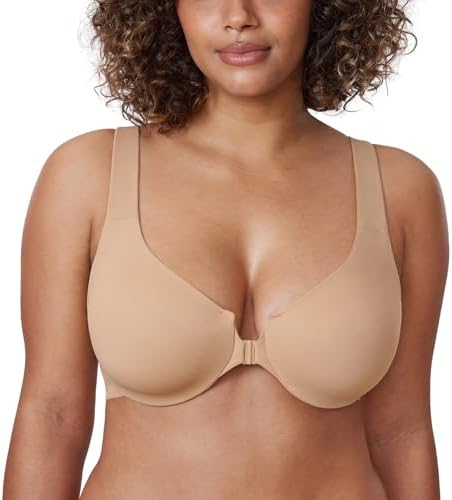 Front Closure Racerback Bras Plus Size Underwire, Taupe Tan