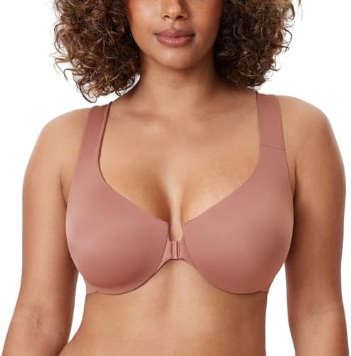 Front Closure Racerback Bras Plus Size Underwire, Vintage Rose