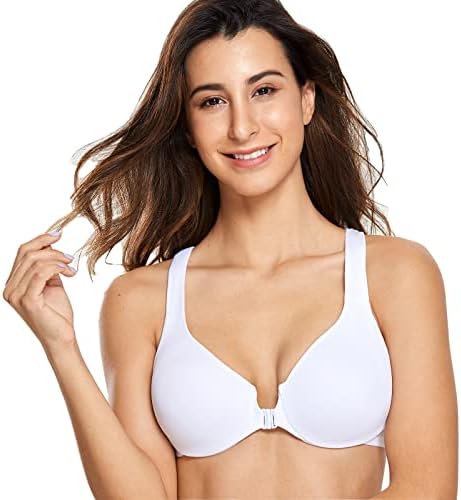 Front Closure Racerback Bras Plus Size Underwire, White
