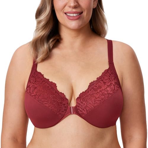 Front Closure Racerback Bras, Red Revelry