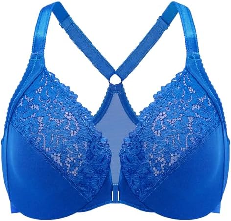 Front Closure Racerback Bras, Sparkle Blue