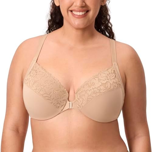 Front Closure Racerback Bras, Warm Beige