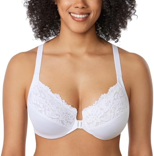 Front Closure Racerback Bras, White